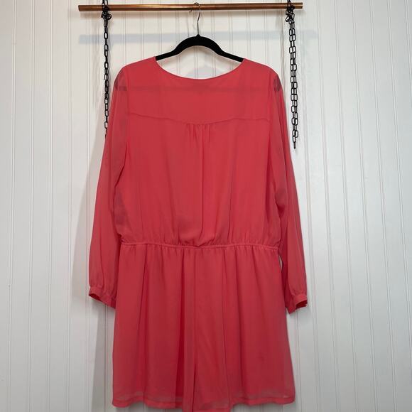 Express Pink V-Neck Zip Front Long Sleeves Romper Size XL - Picture 2 of 6